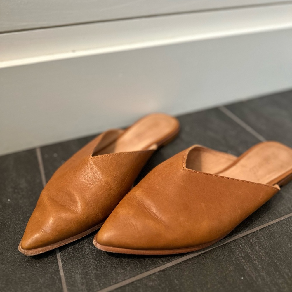 Madewell The Emilia Tan Leather Mules